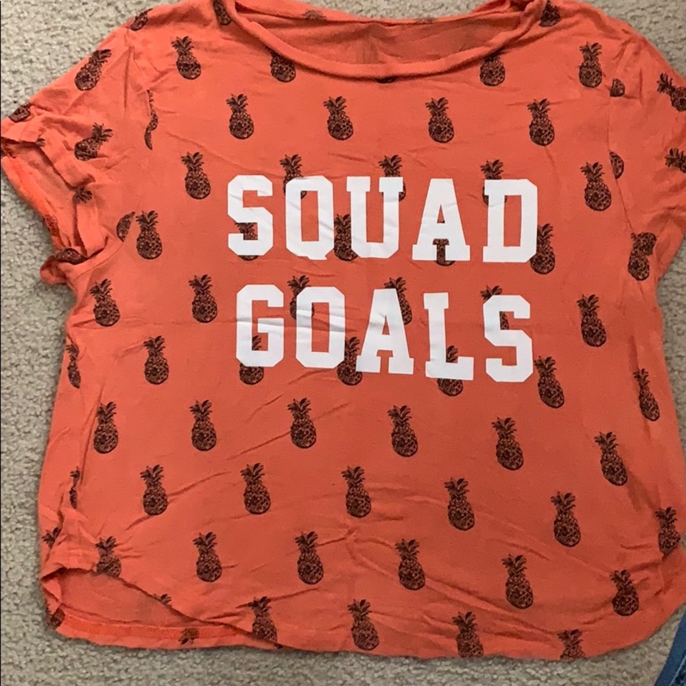 Size S orange crop top w/ pineapples